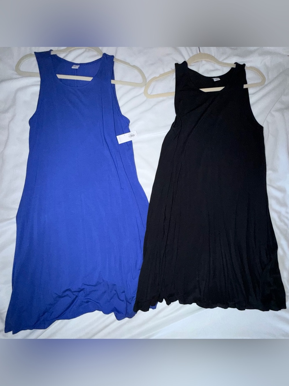 Blue and Black Sleeveless Swing Dresses - Pack of 2